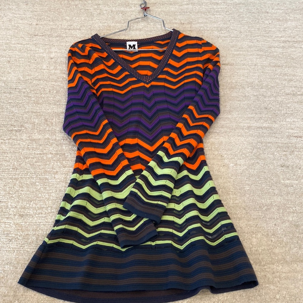 EU 38 Missoni Vneck Orange, Purple, and Green Long Sleeve
